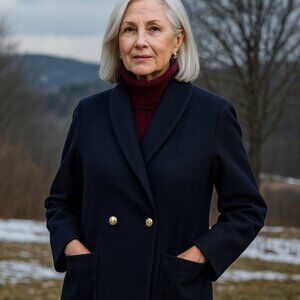 Stephanie Mathew’s Vintage 100% Wool Midnight Blue Women's Over Coat - Size 6